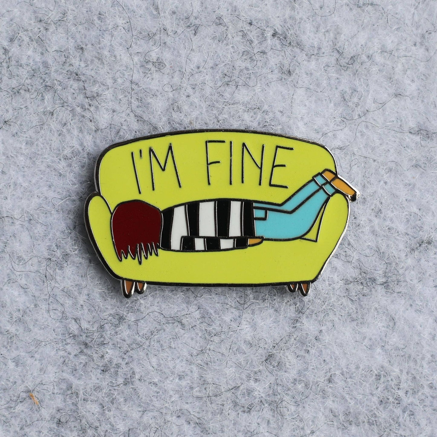 I Am Fine Enamel Pin: Pink