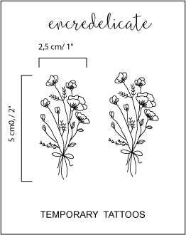 Temporary tattoo bouquet of wild flowers (set of 2)
