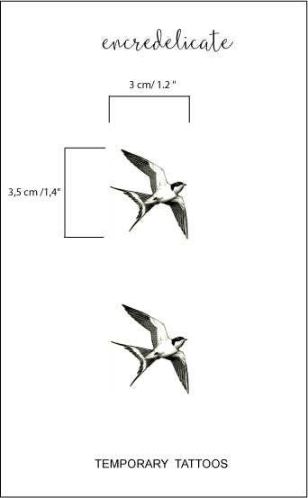 Vintage swallow temporary tattoo (set of 2)