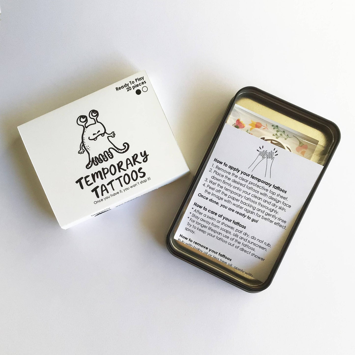 Monsters | Pre-cut Temp Tattoos in Alum. Tin