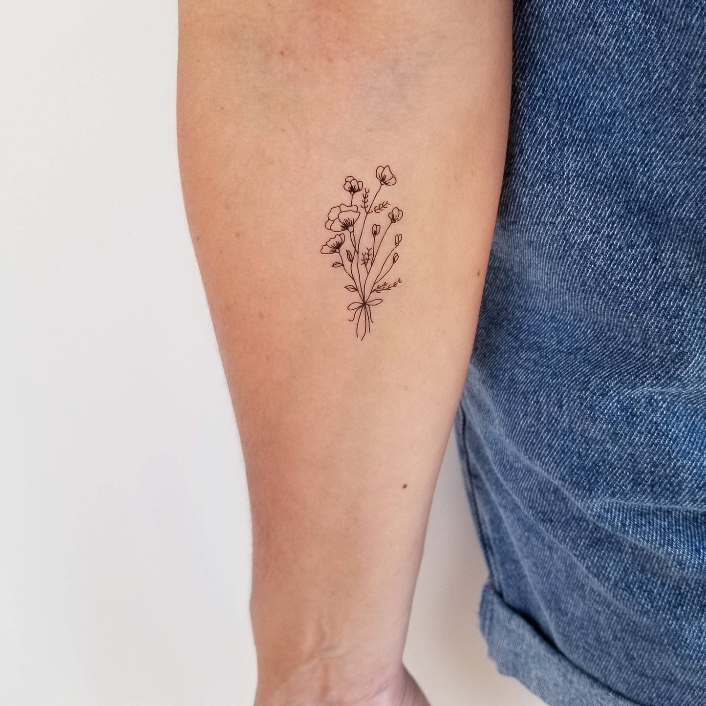 Temporary tattoo bouquet of wild flowers (set of 2)
