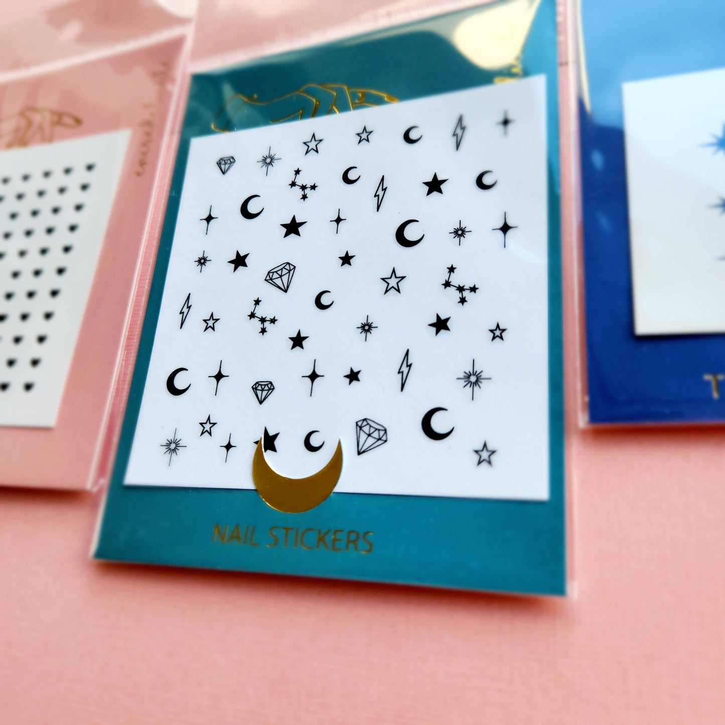 Moon, star and diamond nail stickers