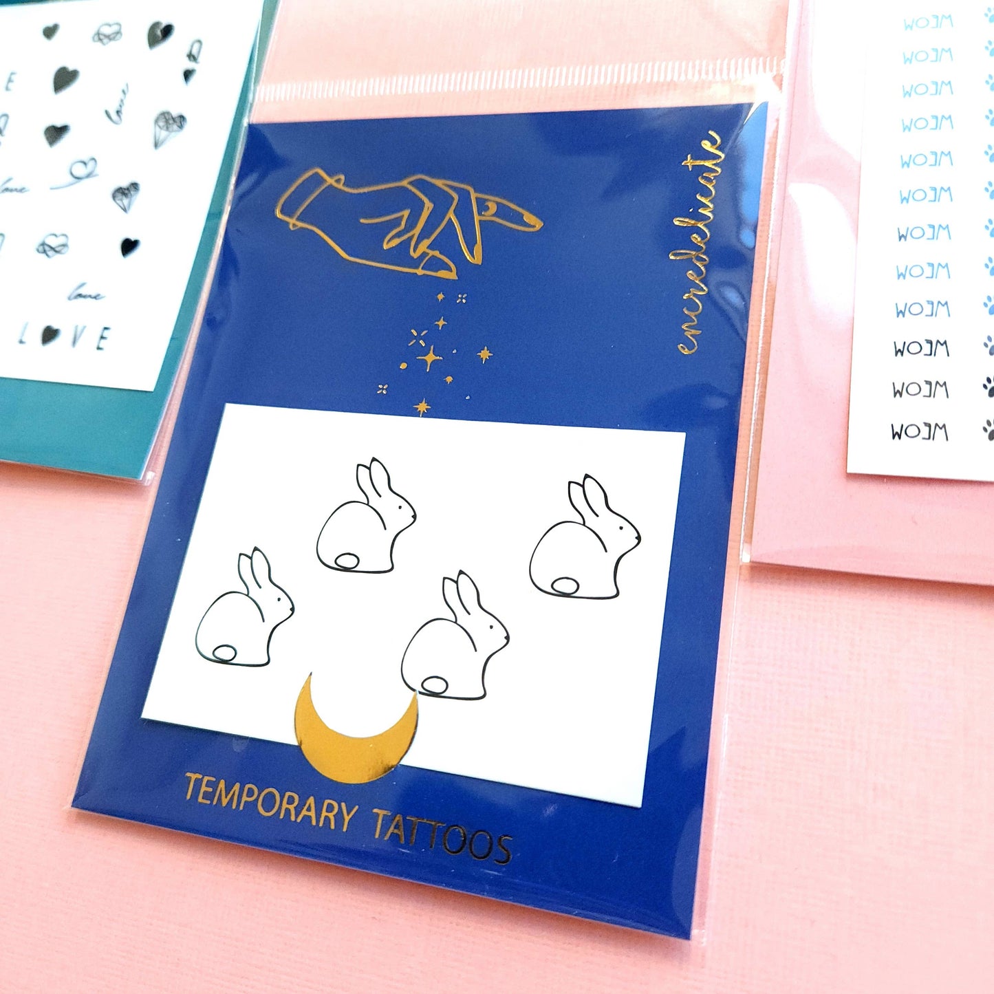Rabbit temporary tattoo (set of 4 rabbits)