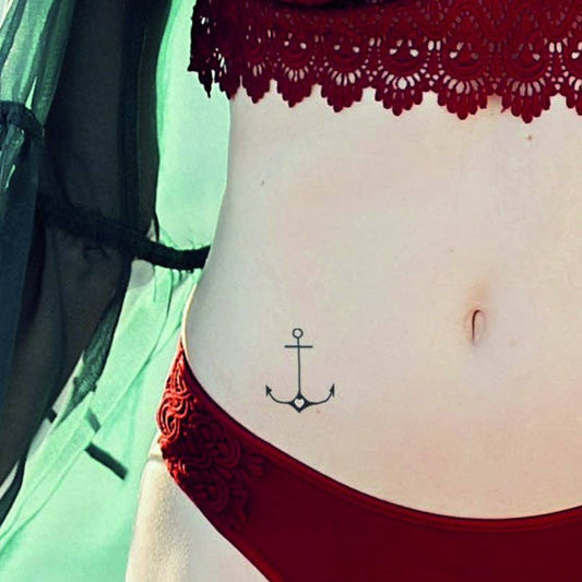 Anchor temporary tattoo with small heart (2 sets of 3)