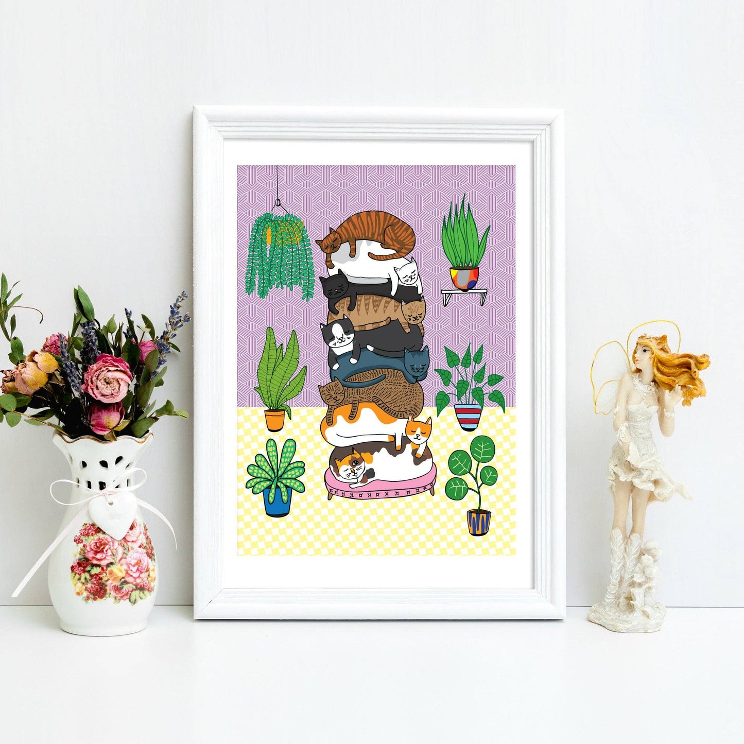 Cats Stack - Art Print: A4