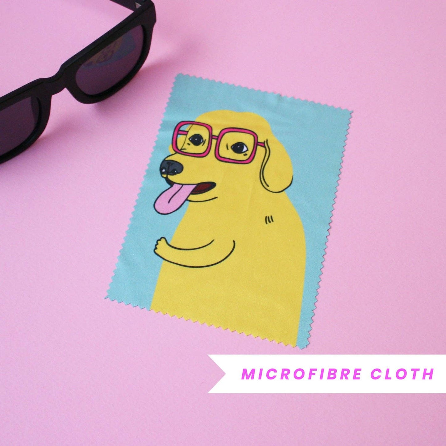 Dog Wearing Glasses - Microfibre Glasses Cleaning Cloth