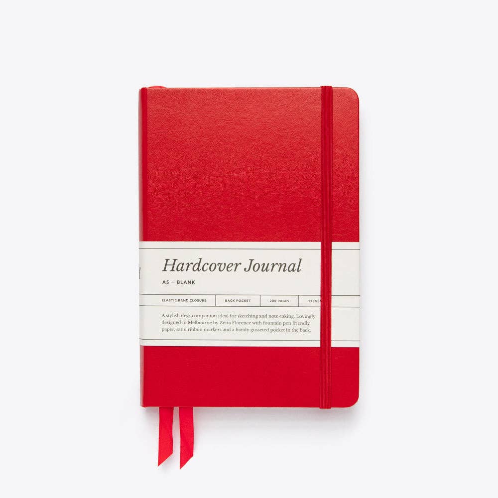 Blank Hardcover Elastic Journal - A5: Red