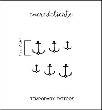 Anchor temporary tattoo with small heart (2 sets of 3)