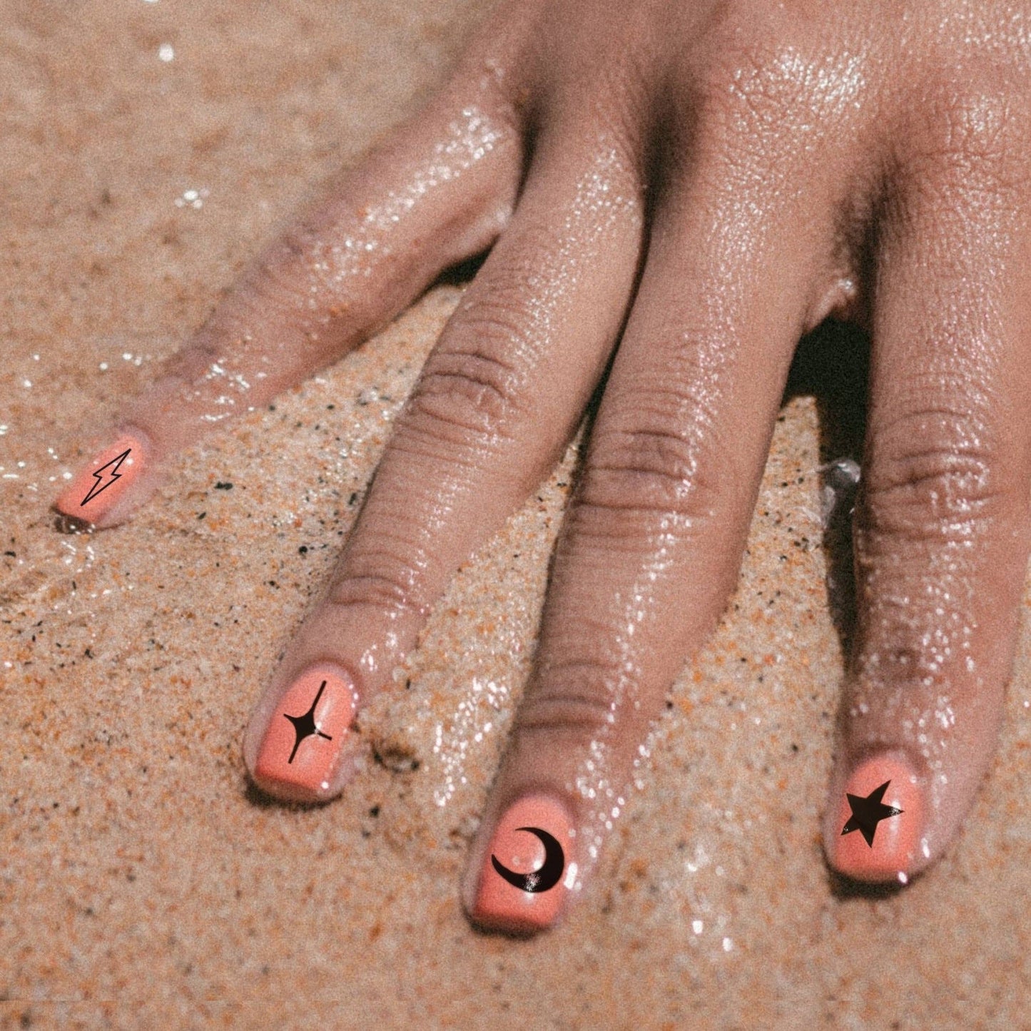 Moon, star and diamond nail stickers