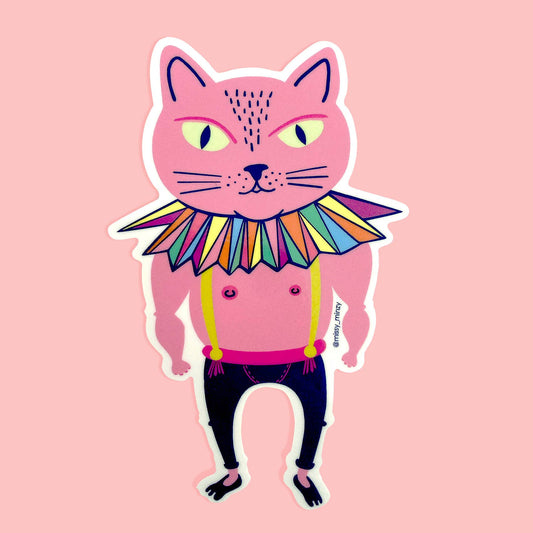 NEW Macho Cat Vinyl Sticker