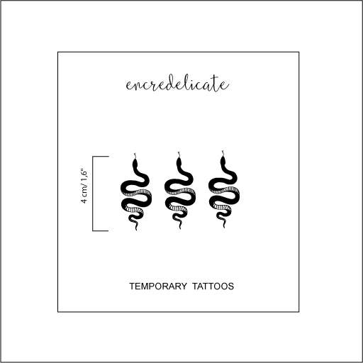 Small black snake temporary tattoo for women or men (
