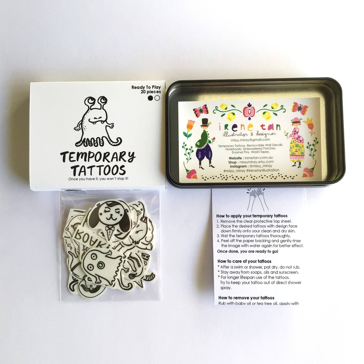 Monsters | Pre-cut Temp Tattoos in Alum. Tin