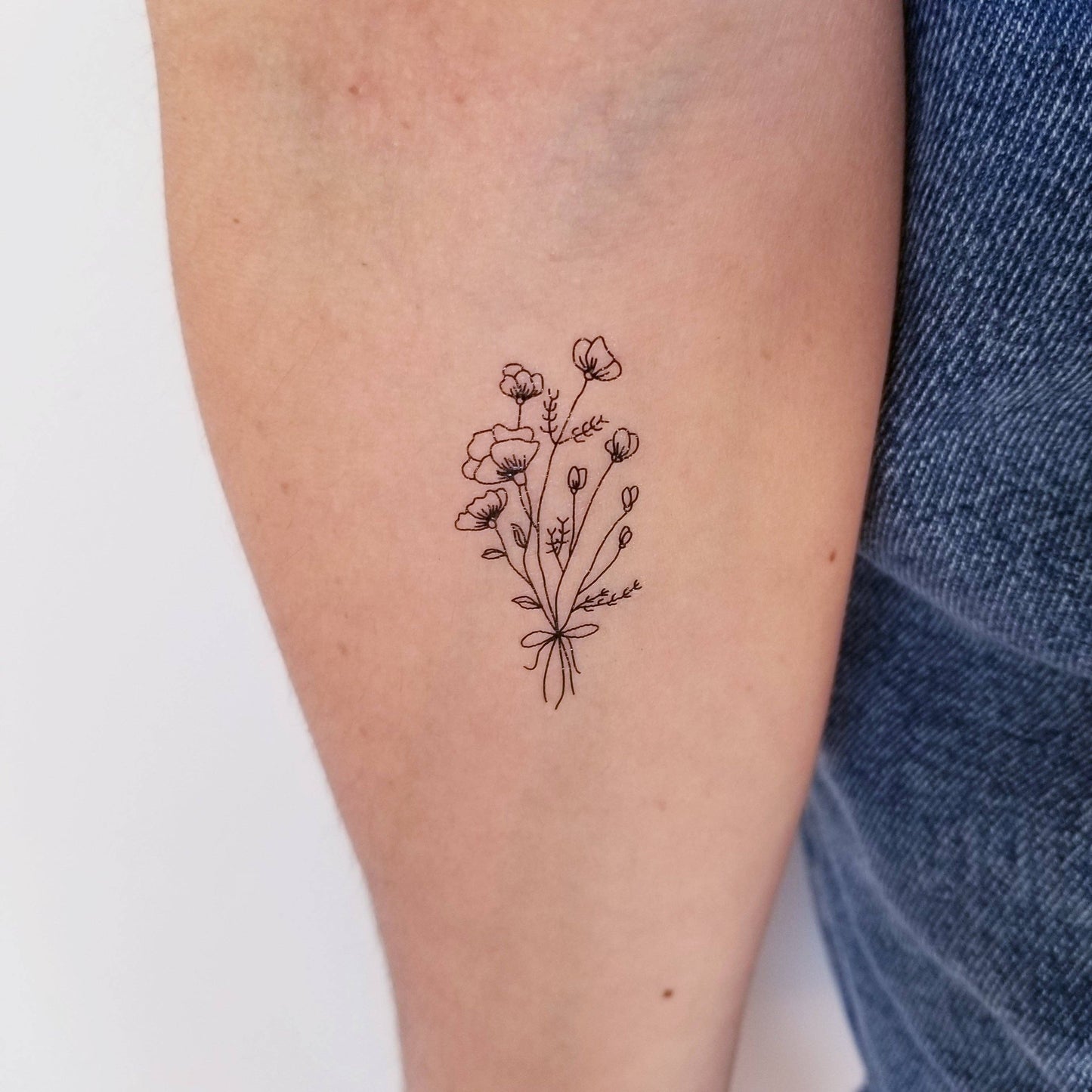 Temporary tattoo bouquet of wild flowers (set of 2)