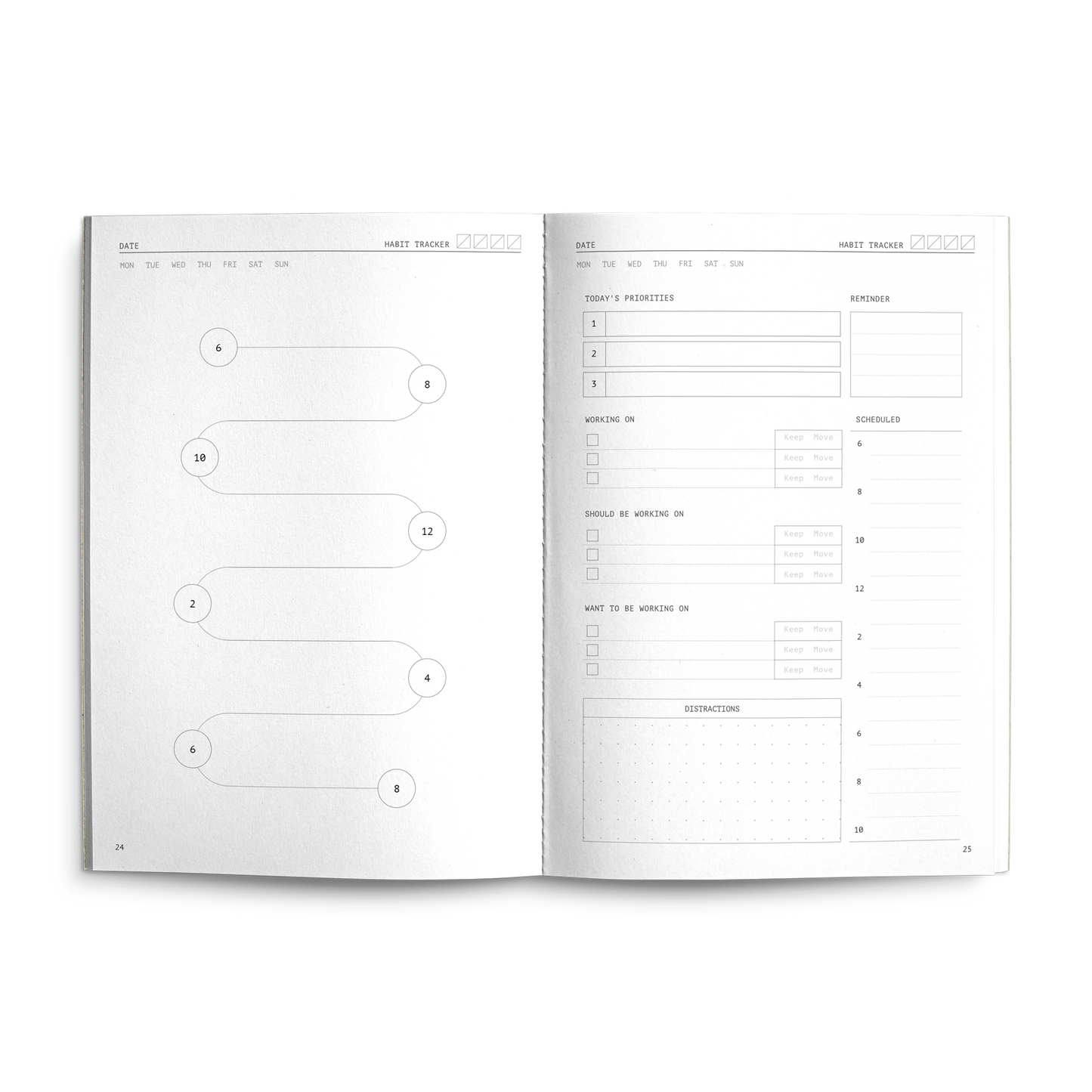 Fast Brain Daily Productivity Planner- Single Notebook: Pine Forest
