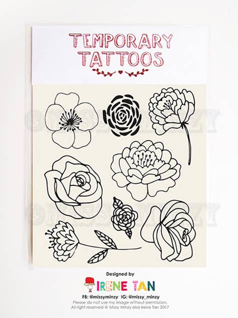 Mono Flowers Temporary Tattoos