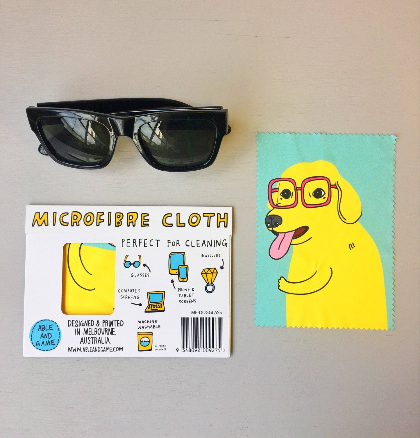 Dog Wearing Glasses - Microfibre Glasses Cleaning Cloth