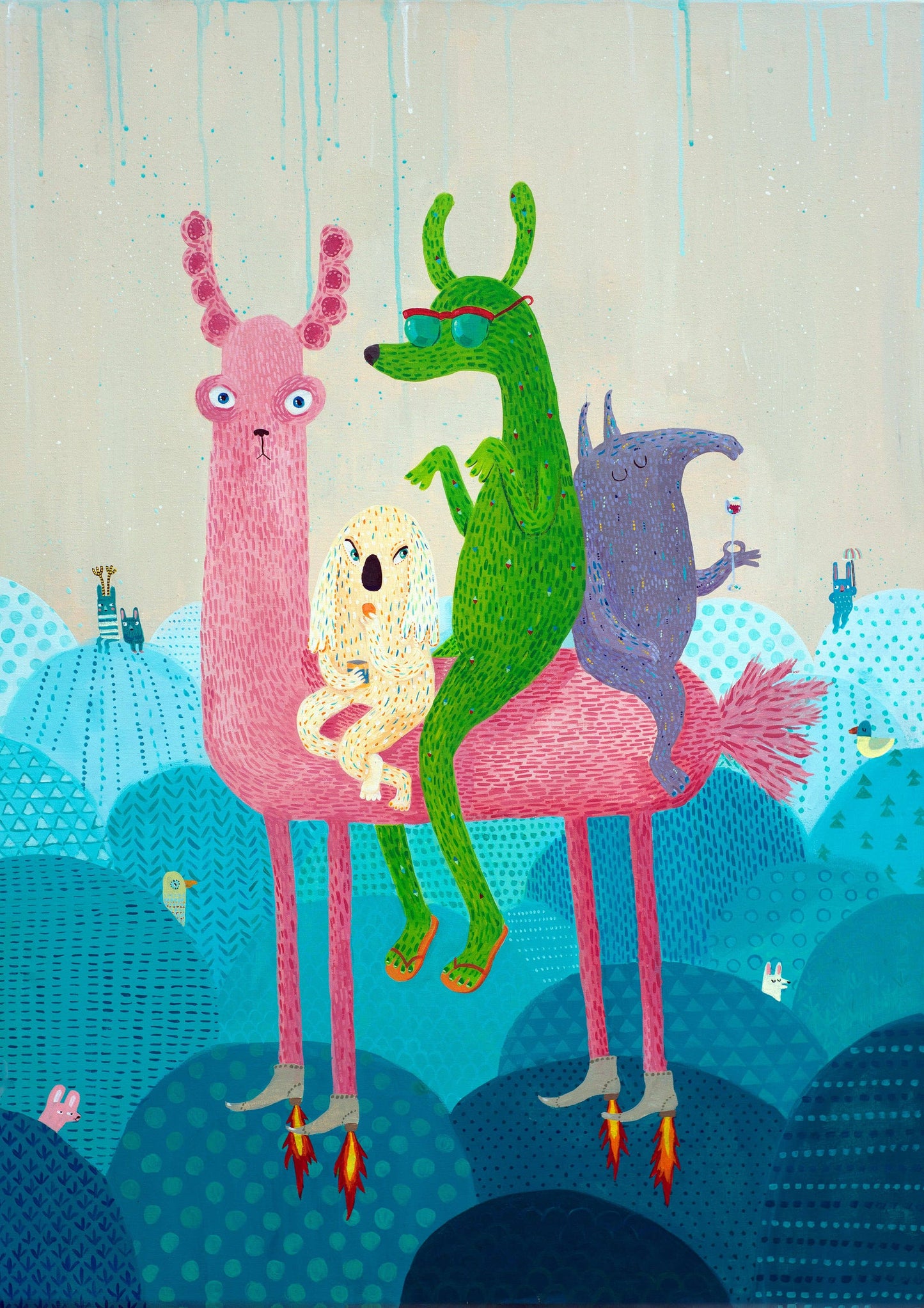 Pink Llama Print: A4