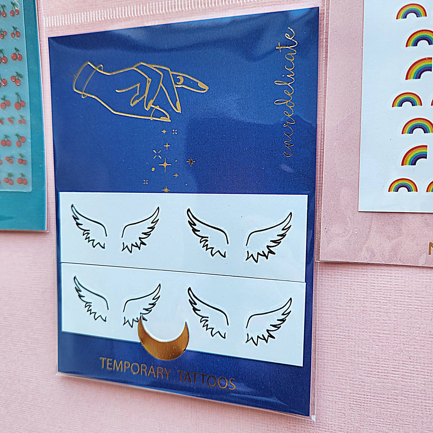 Minimalist pair of wings temporary tattoo (set of 4)