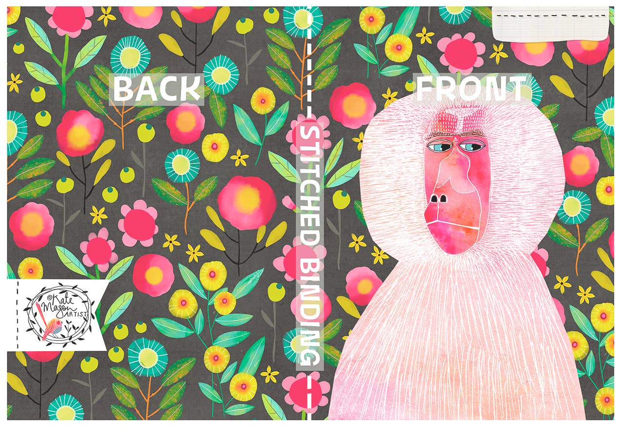 Baboon Floral NOTEBOOK: A6 105mm x 140mm