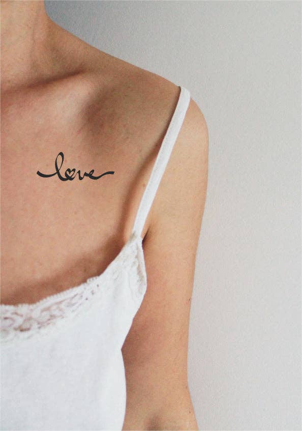 Temporary tattoo with the word love (set of 4)