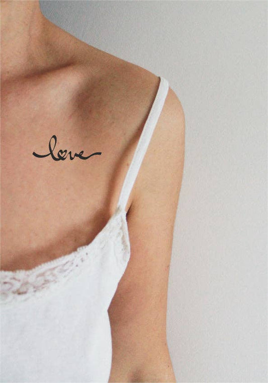 Temporary tattoo with the word love (set of 4)