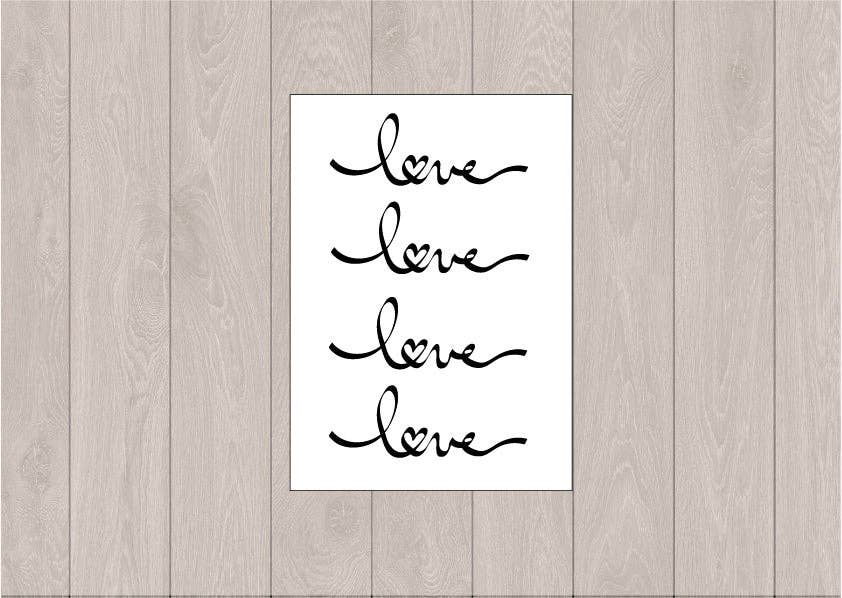 Temporary tattoo with the word love (set of 4)