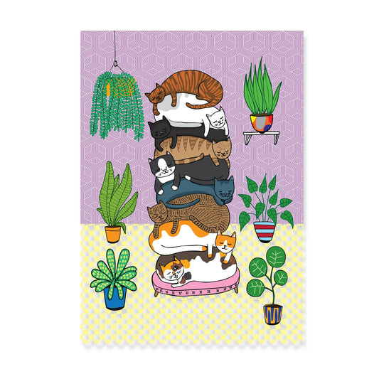 Cats Stack - Art Print: A4