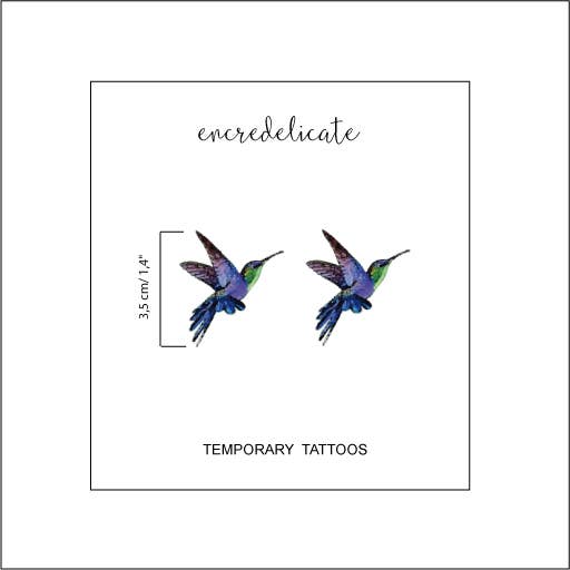Colorful hummingbird temporary tattoo (set of 2)