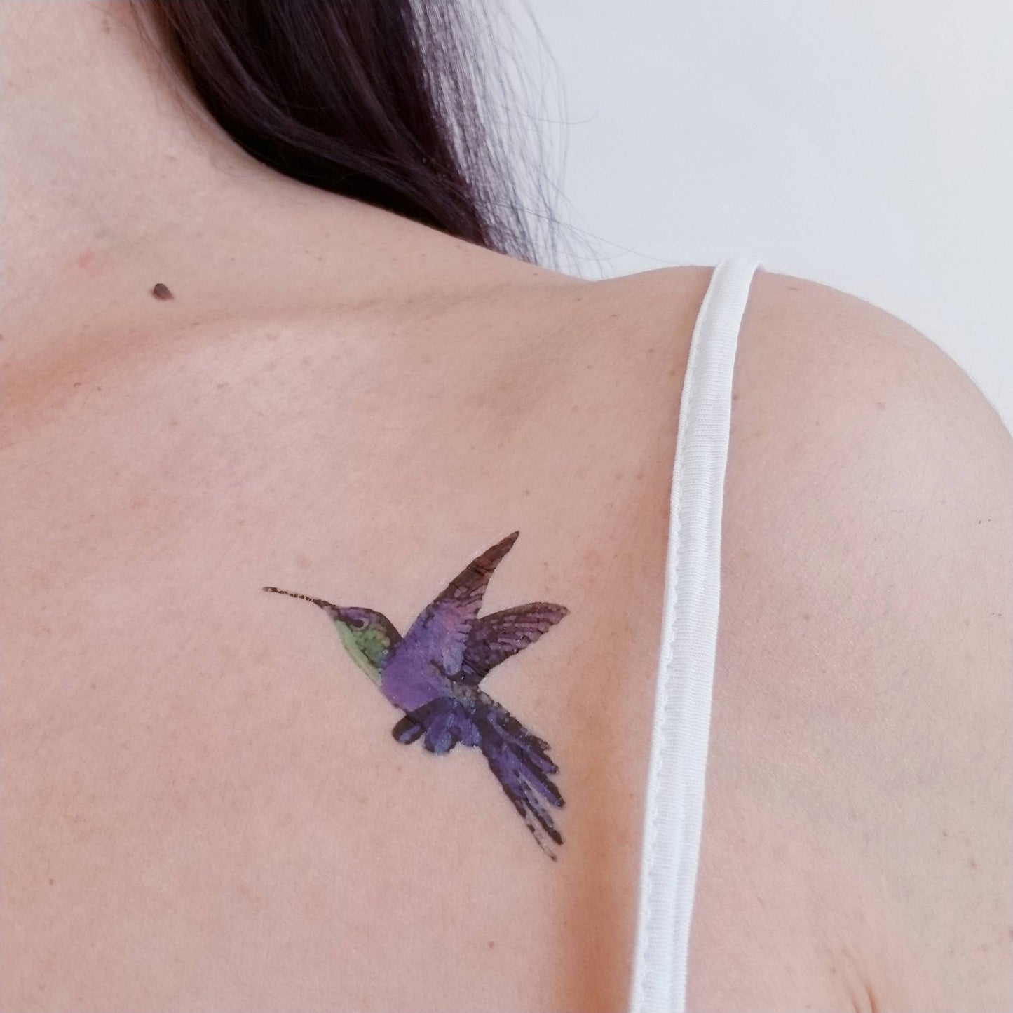 Colorful hummingbird temporary tattoo (set of 2)