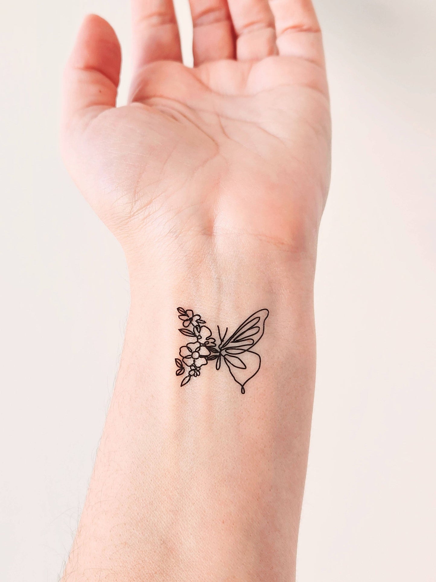 Butterfly flower temporary tattoo (set of 2)