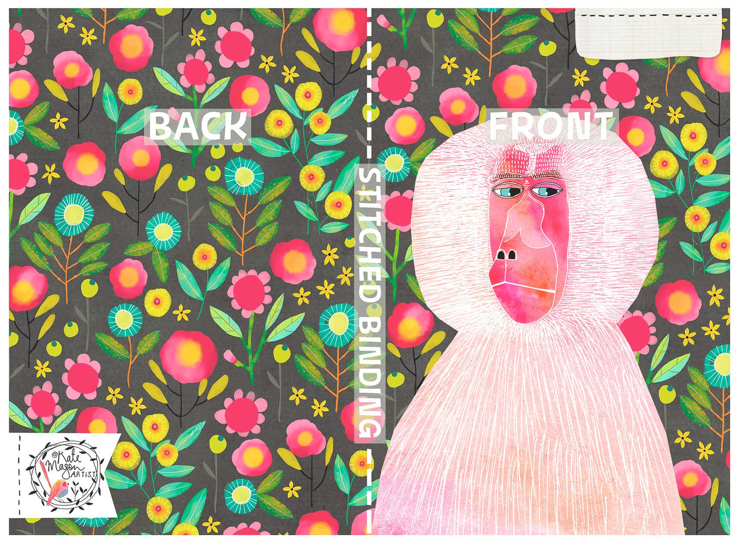 Baboon Floral NOTEBOOK: A6 105mm x 140mm