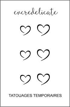 Minimalist black heart temporary tattoo (set of 6)