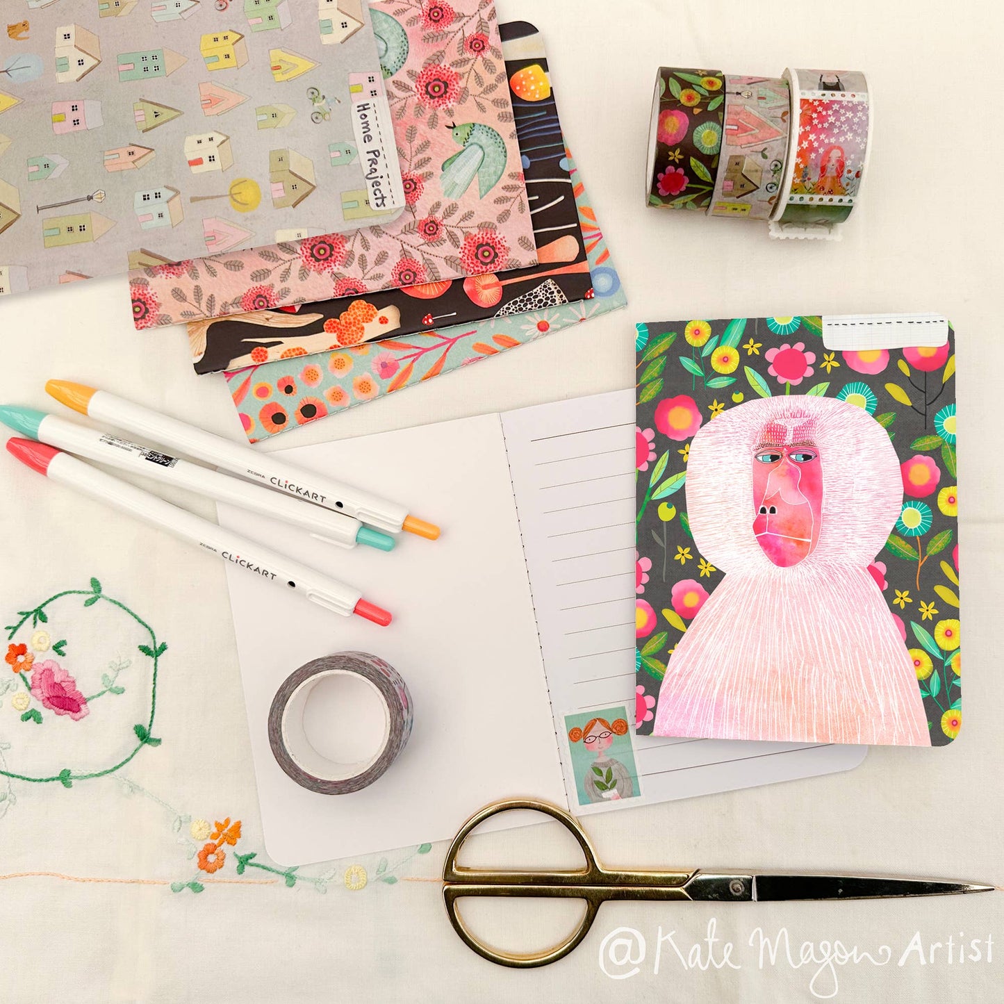 Baboon Floral NOTEBOOK: A6 105mm x 140mm