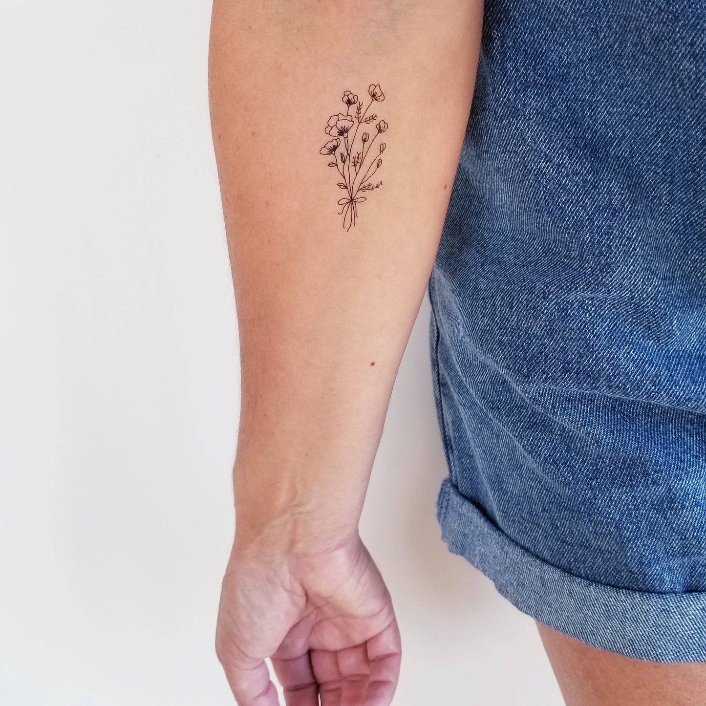 Temporary tattoo bouquet of wild flowers (set of 2)