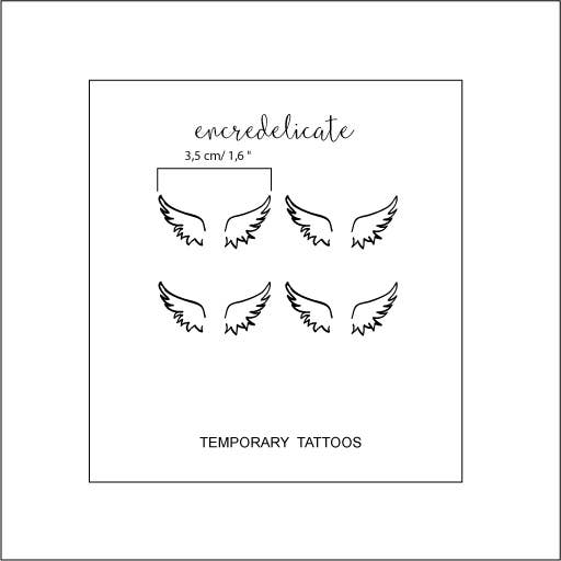 Minimalist pair of wings temporary tattoo (set of 4)