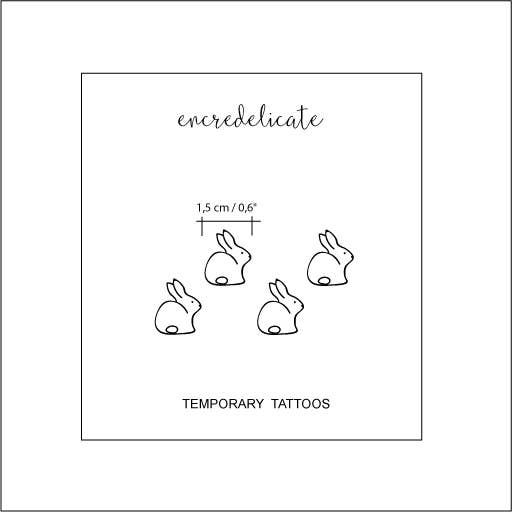 Rabbit temporary tattoo (set of 4 rabbits)